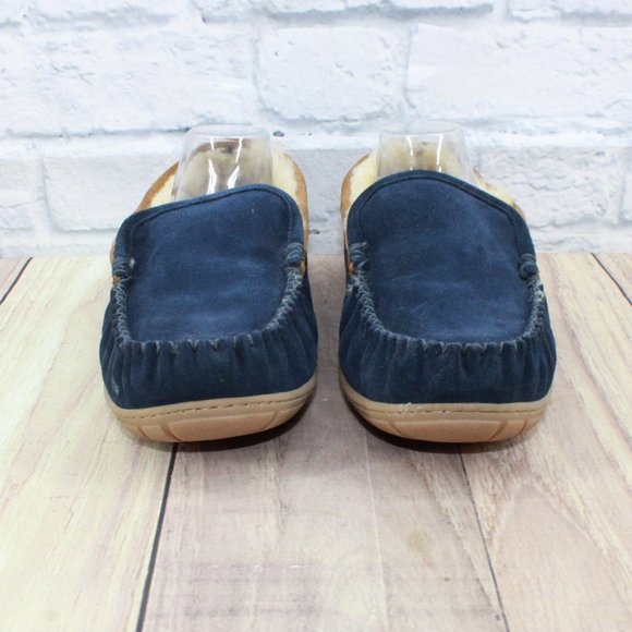 LL BEAN Blue Suede Wicked Good Shearling Lined Slippers Venetian 11 M - Picture 4 of 9